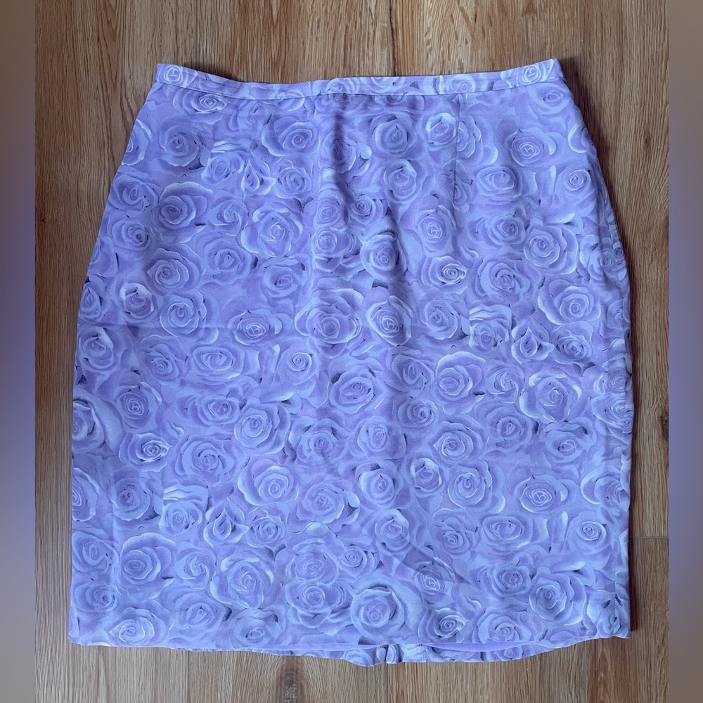 Vintage Studio G purple silk floral skirt, size 12P